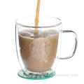 double wall glass mug cup for hot milk